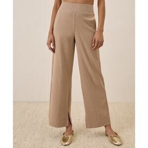 Pact Airplane Wide Leg Pant Sesame Heather Large Organic Cotton Casual Comfort